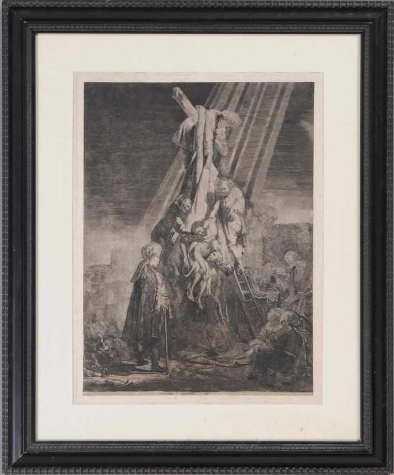 Appraisal: REMBRANDT VAN RIJN - THE DESCENT FROM THE CROSS Etching