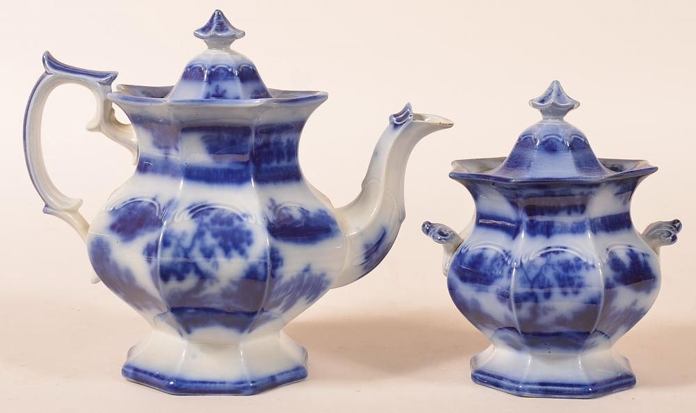 Appraisal: Pcs of Flow Blue Chapoo Pattern China Two Pieces of