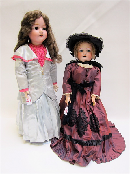 Appraisal: TWO BISQUE SOCKET HEAD DOLLS German Heinrich Handwerck Simon Halbig