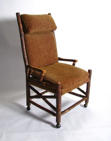 Appraisal: Old Hickory executive office chair rustic sanded bark finish cloth