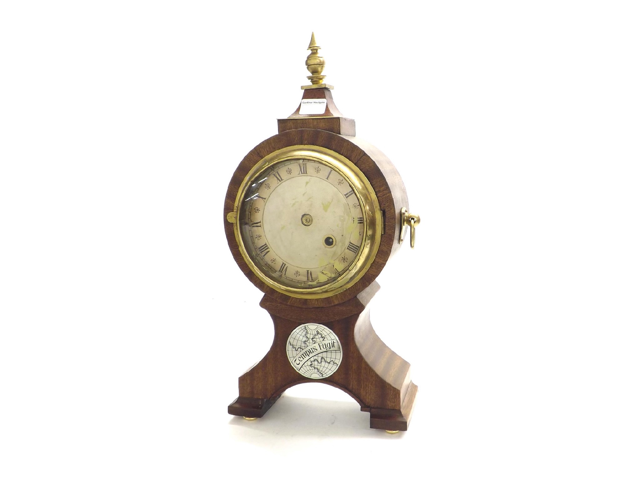 Appraisal: Contemporary mahogany single fusee balloon mantel clock the movement signed