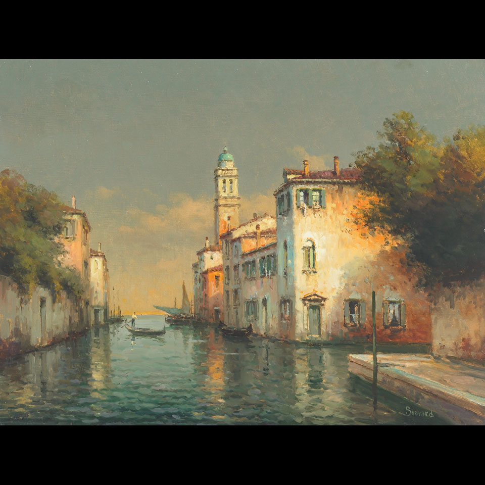 Appraisal: Antoine Bouvard - French VENETIAN CANAL SCENE Oil on canvas