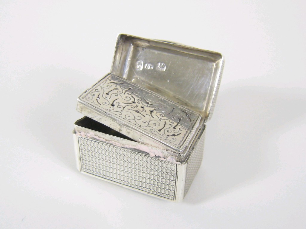 Appraisal: A George IV deep rectangular Vinaigrette with engine turning and