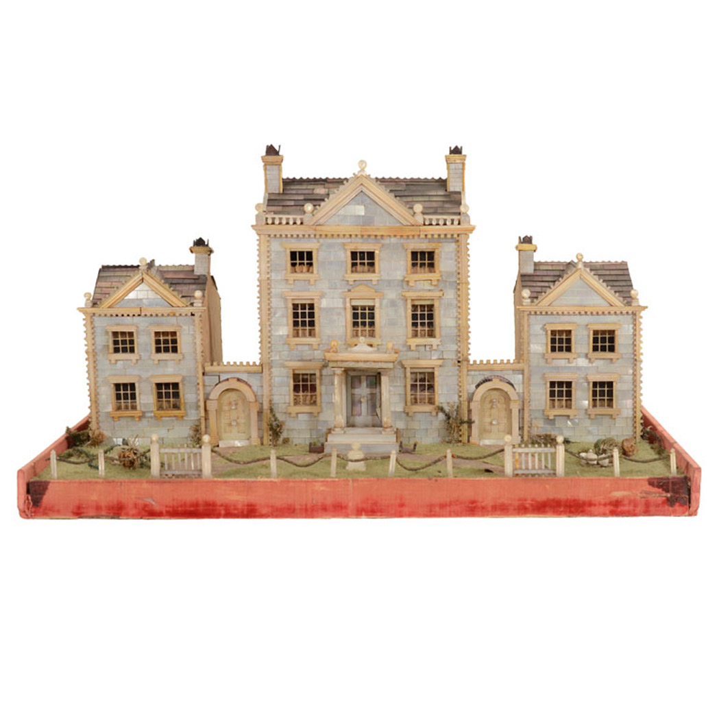 Appraisal: English Mother-of-Pearl Architectural Model th Century Depicting a Georgian manor