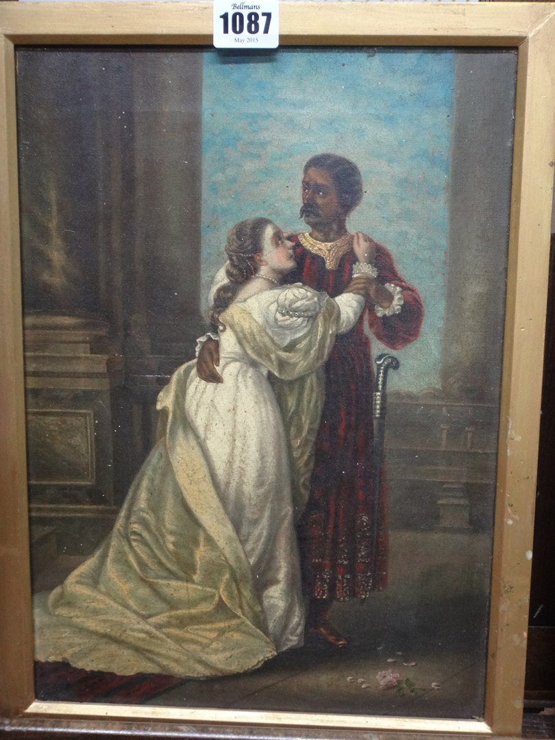 Appraisal: English School th century Othello and Desdemona oil on canvas