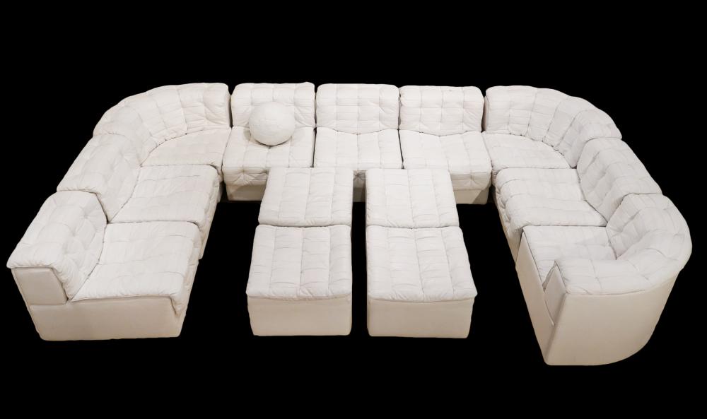 Appraisal: STENDIG DESEDE PATCHWORK WHITE LEATHER SOFAStendig 'Made in Switzerland' DS-