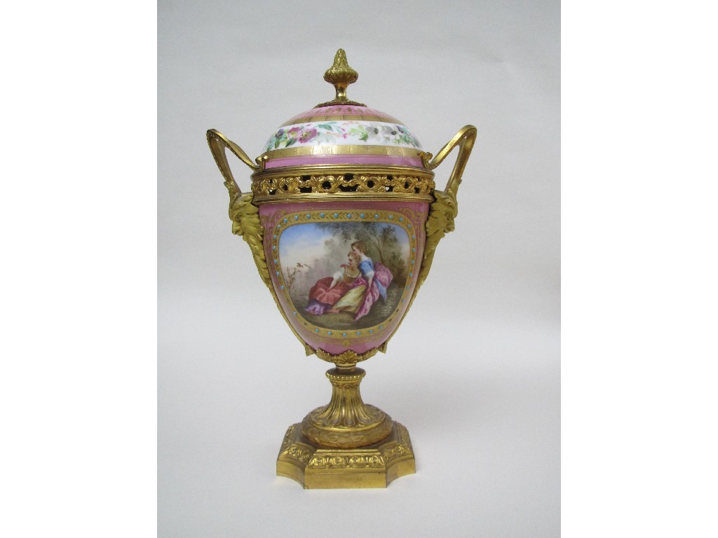 Appraisal: A Sevres pattern and ormolu mounted pot pourri vase and