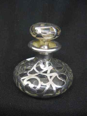 Appraisal: Alvin Sterling Silver Overlay Perfume Bottle Art Nouveau style -