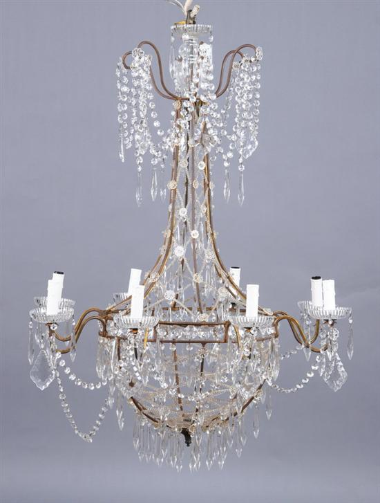 Appraisal: LOUIS XVI STYLE CRYSTAL EIGHT-LIGHT CHANDELIER late th early th