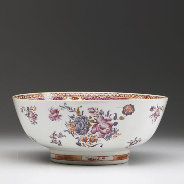 Appraisal: CHINESE EXPORT Deep bowl with floral decoration ca x dia