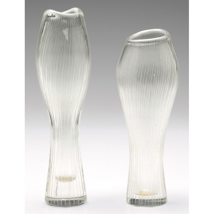 Appraisal: Tapio Wirkkala vases two both clear glass with incised lines