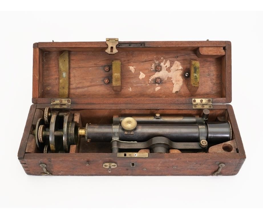 Appraisal: Troughton Simms London brass surveyors level and mahogany dovetailed case