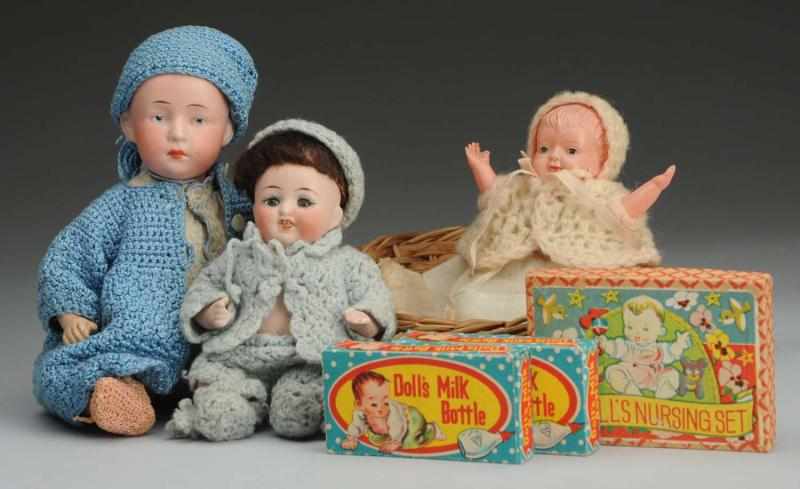 Appraisal: Lot of Baby Dolls and Accessories German all-bisque baby incised