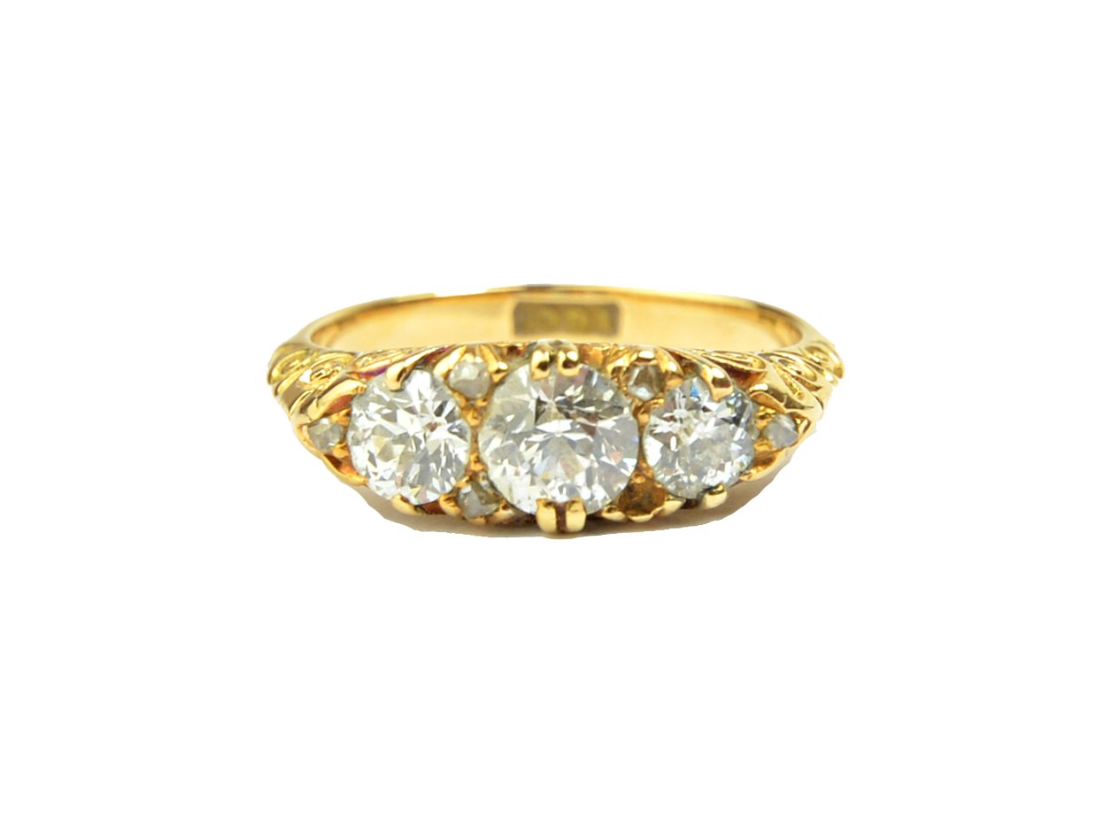 Appraisal: A gold and diamond set ring mounted with a row