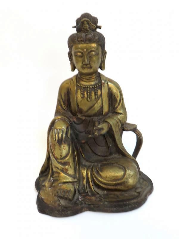 Appraisal: Antique Gold Gilt Bronze Buddha Antique Gold Gilt Bronze Buddha