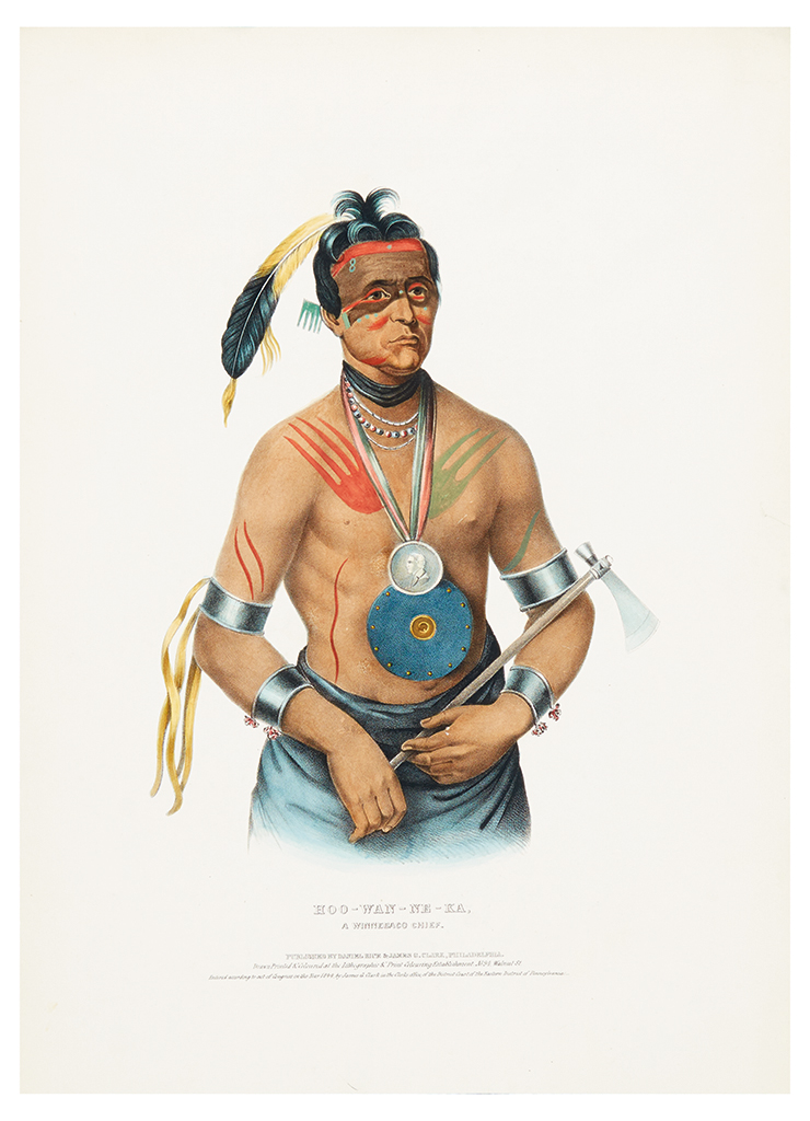 Appraisal: MCKENNEY THOMAS and HALL JAMES Hoo-Wan-Ne-Ka a Winnebago Chief Hand-colored