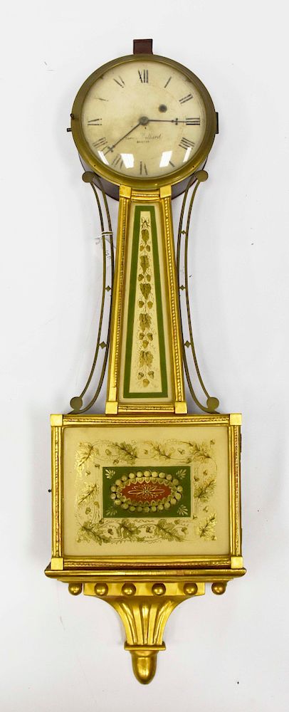 Appraisal: Aaron Willard Gold Gilded Banjo Clock Aaron Willard Gold Gilded