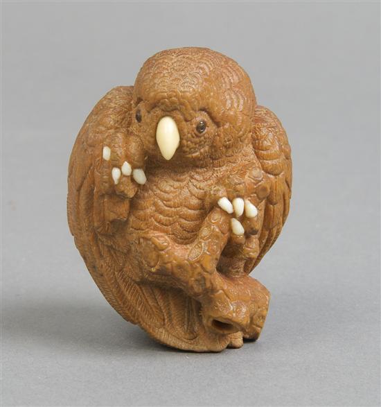 Appraisal: A Japanese Wood Netsuke of a Bird Height inches