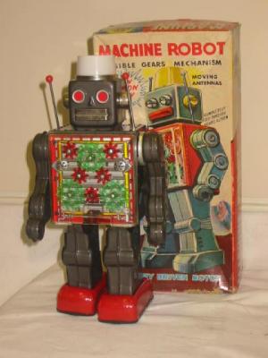 Appraisal: A Japanese Machine Robot by SH tinplate and plastic mounted