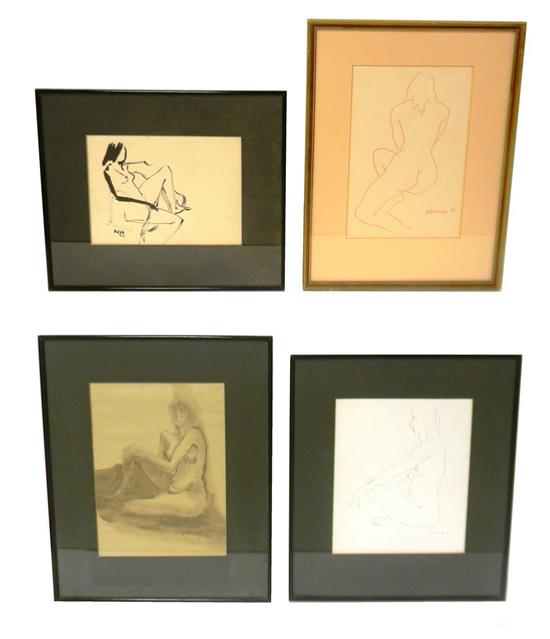 Appraisal: Four depictions of female nudes two prints and two drawings