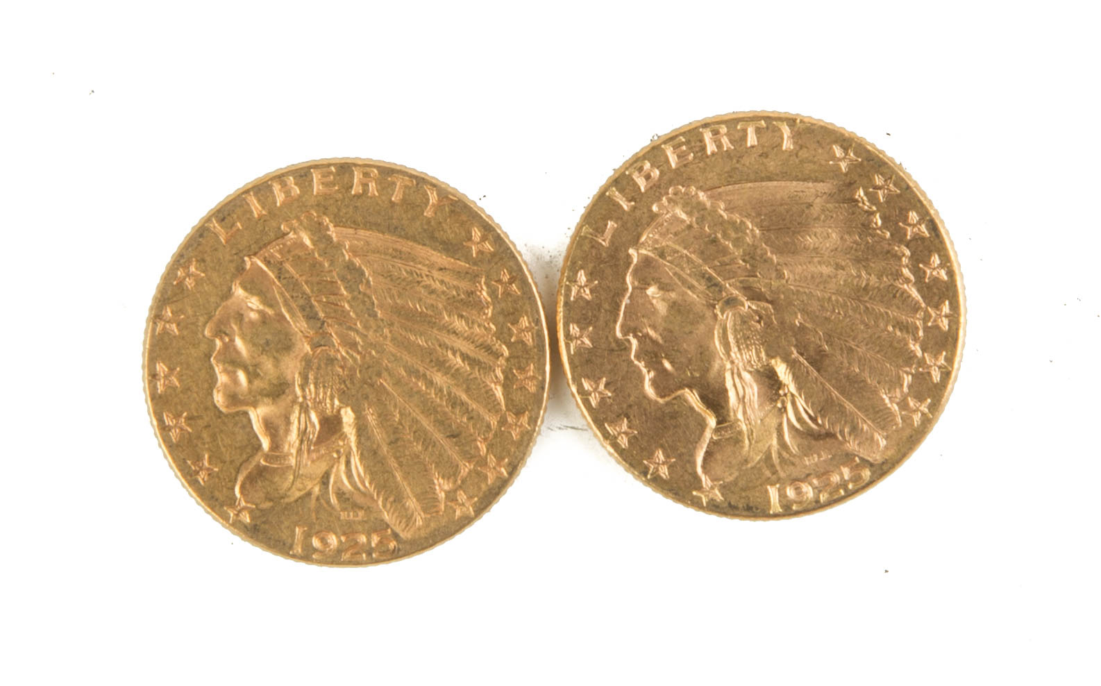 Appraisal: Two Two and a Half Dollar Indian Head Gold Coins