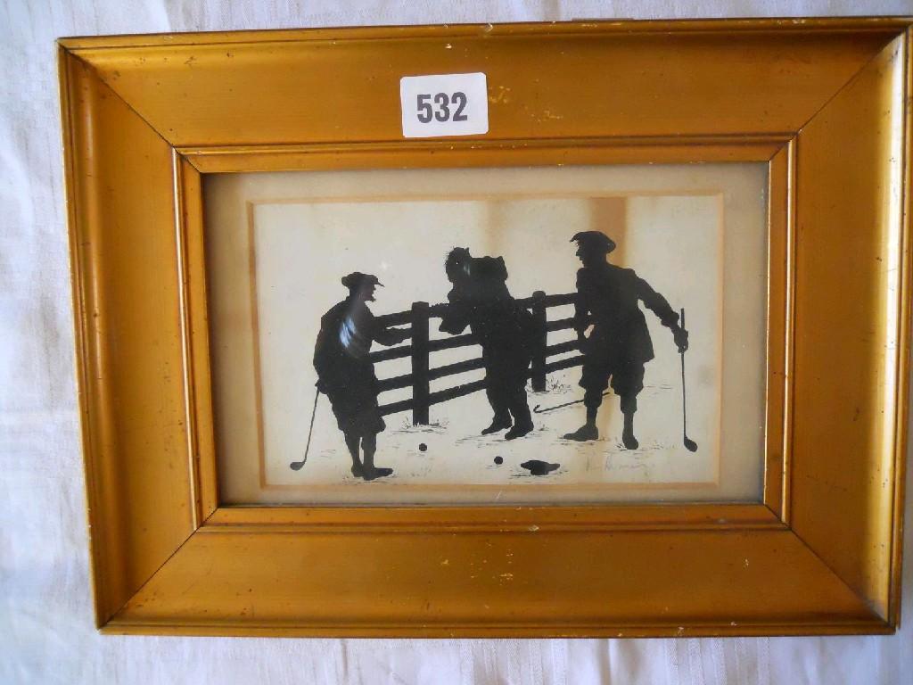 Appraisal: An early th century silhouette picture of three golfing characters