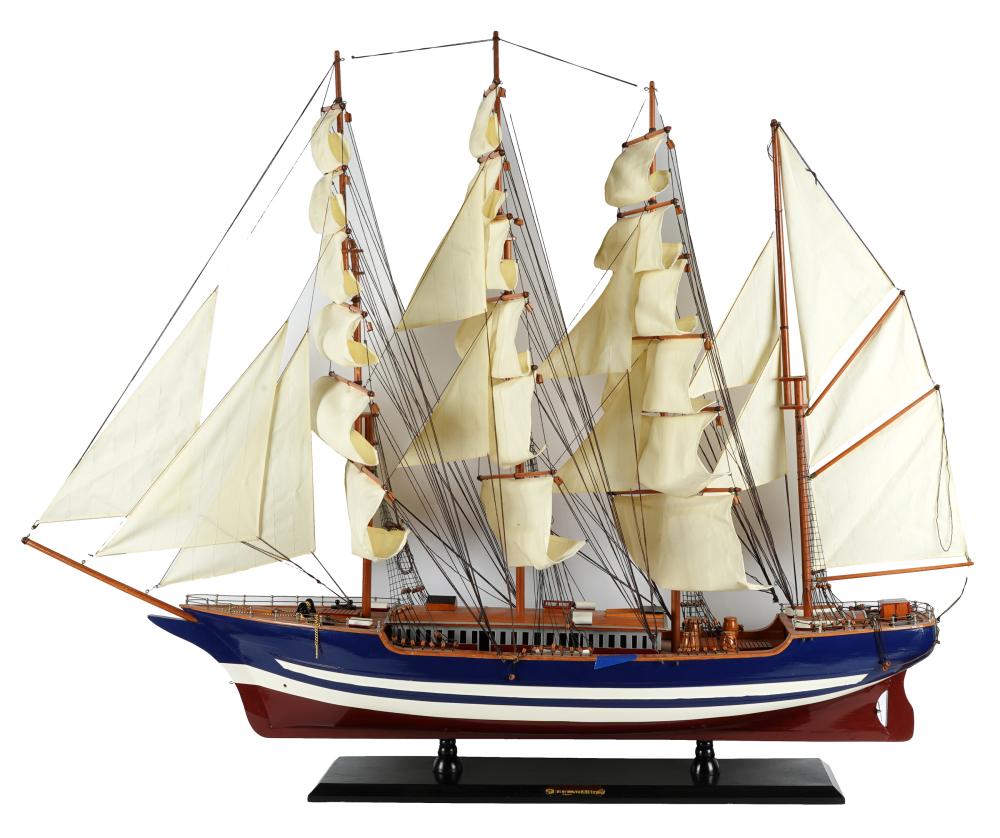 Appraisal: SAILING SHIP MODELWan Shang inscribed to base painted and stained