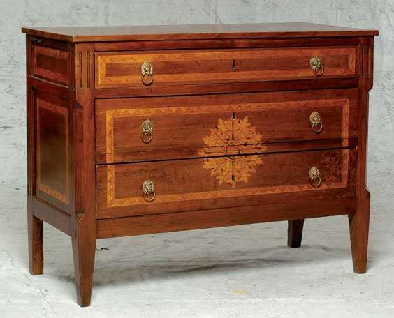 Appraisal: ANTIQUE ITALIAN COMMODE Antique Northern Italian commode with three drawers