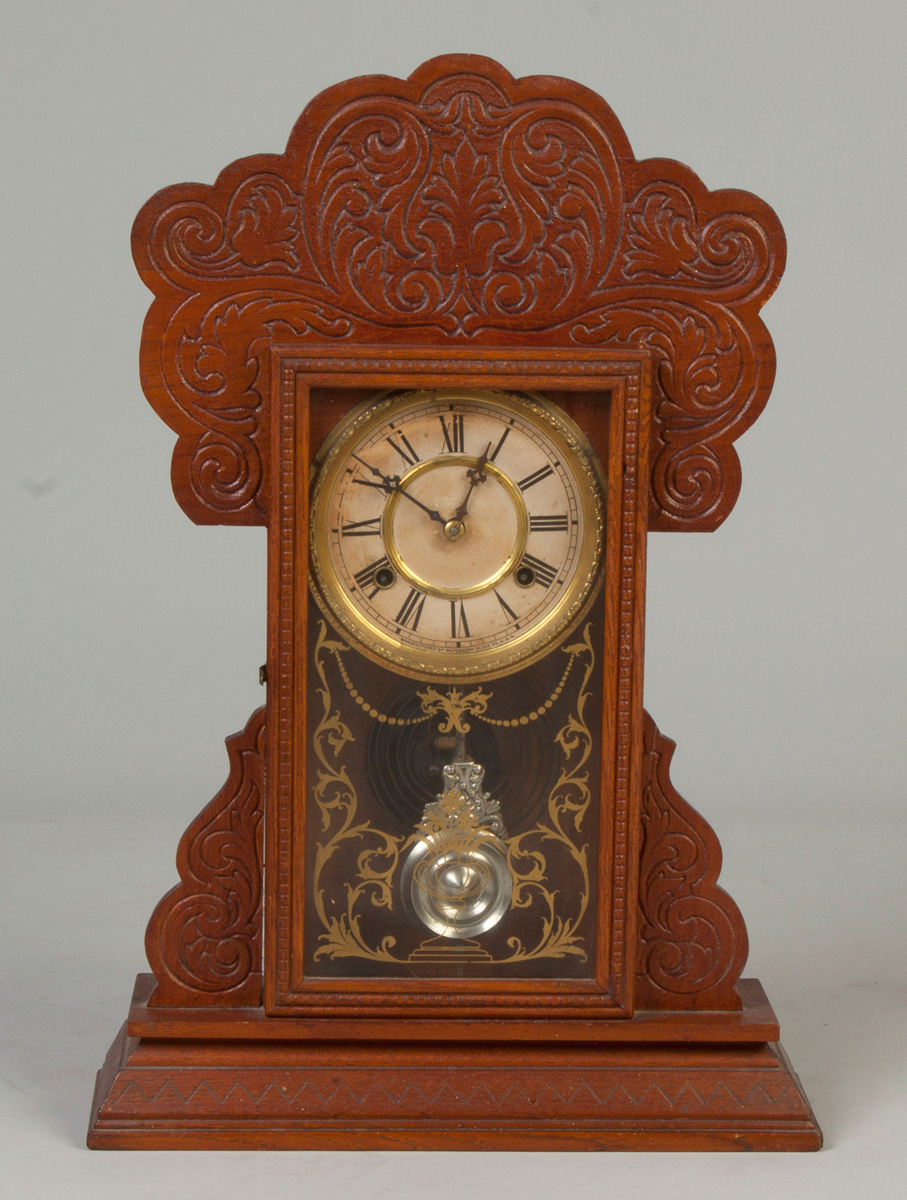 Appraisal: Waterbury Clock Co Oak Kitchen Clock day time strike spring