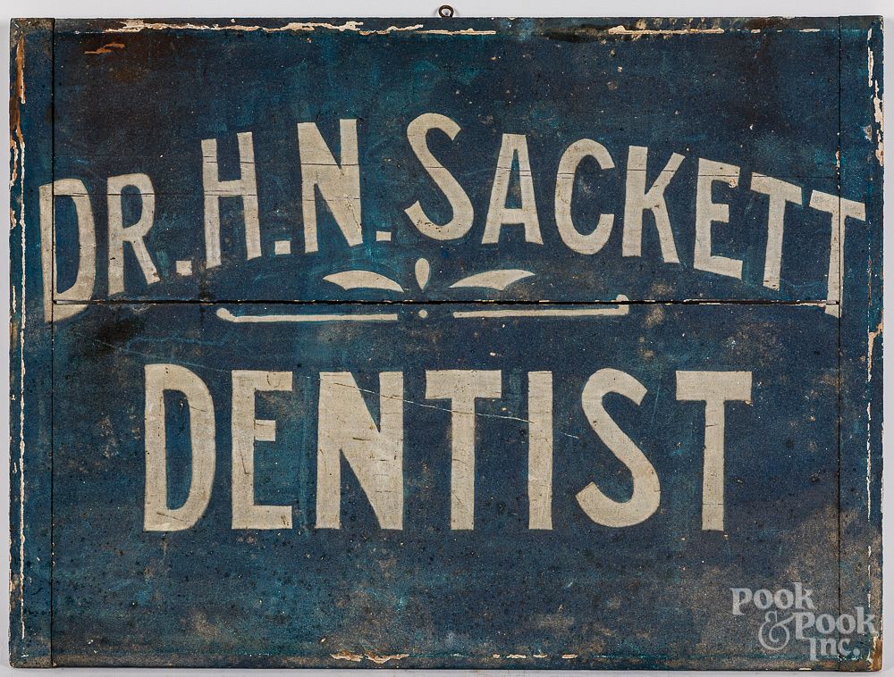 Appraisal: Painted trade sign for Dr H N Sackett Dentist Painted