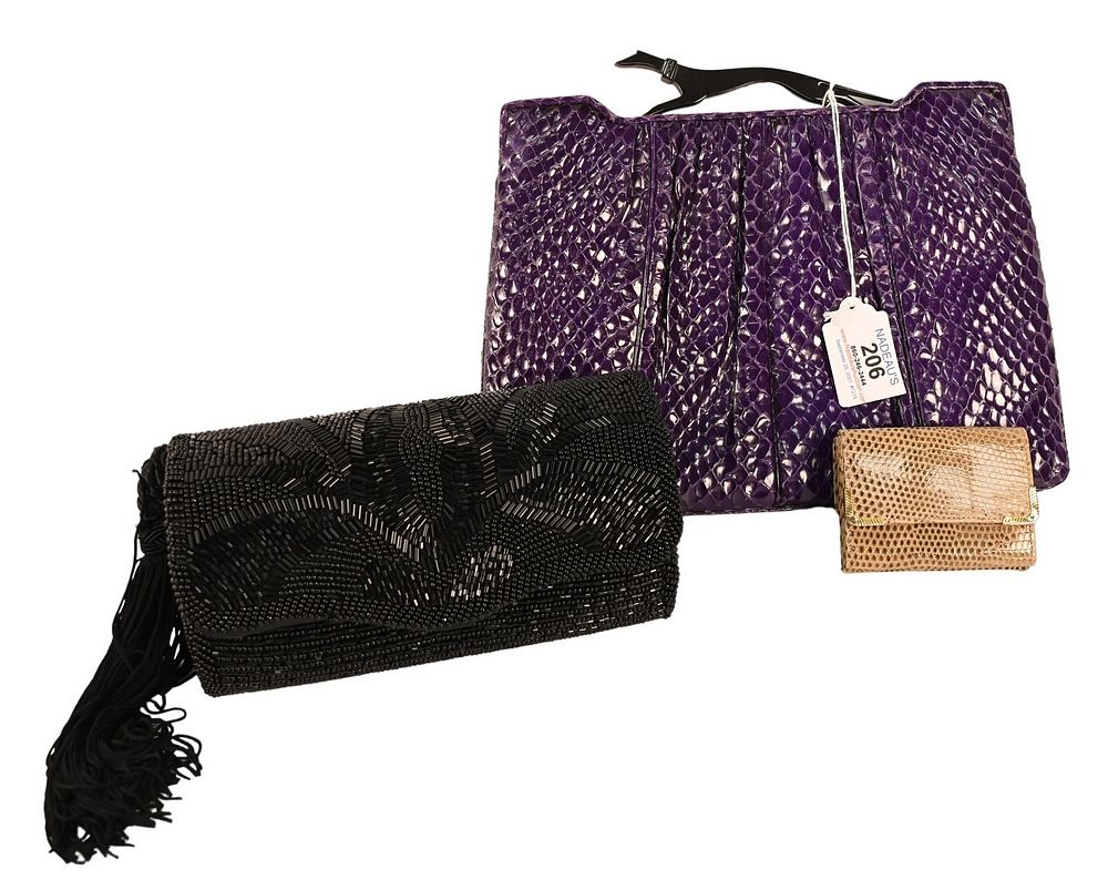 Appraisal: Three Judith Leiber Pieces to include black beaded clutch evening