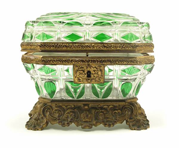 Appraisal: A French gilt metal and cut glass table box height