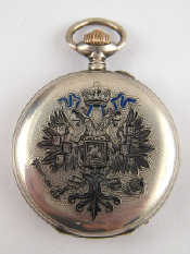 Appraisal: A Russian silver standard cased pocket watch with embossed engraved