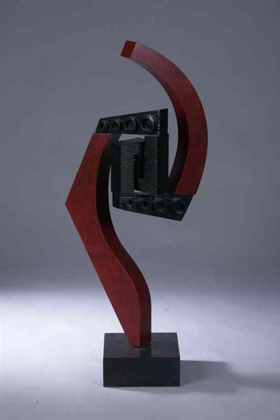 Appraisal: AMERICAN SCHOOL th century ABSTRACT bronze and mixed media -