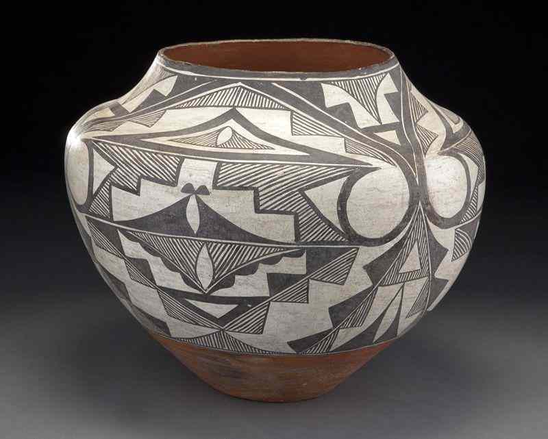 Appraisal: Acoma polychrome terracotta jar the body with a high shoulder