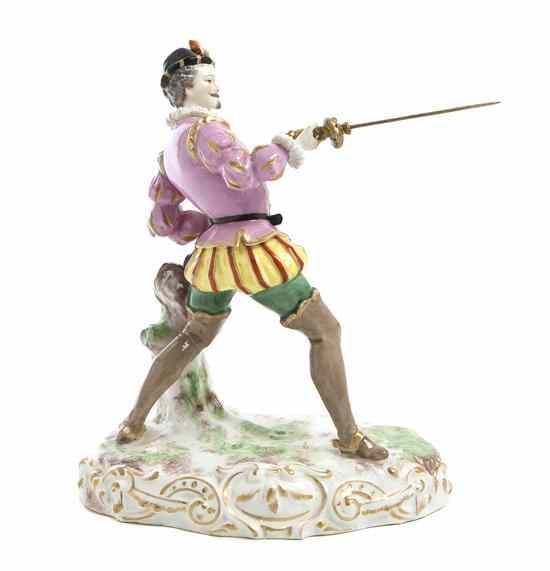 Appraisal: A Meissen Porcelain Figure depicting a fencing gentleman having crossed