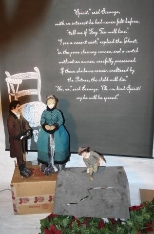 Appraisal: THREE MID- TH CENTURY DICKENSIAN CHARACTERAUTOMATONS TINY TIM AND HIS