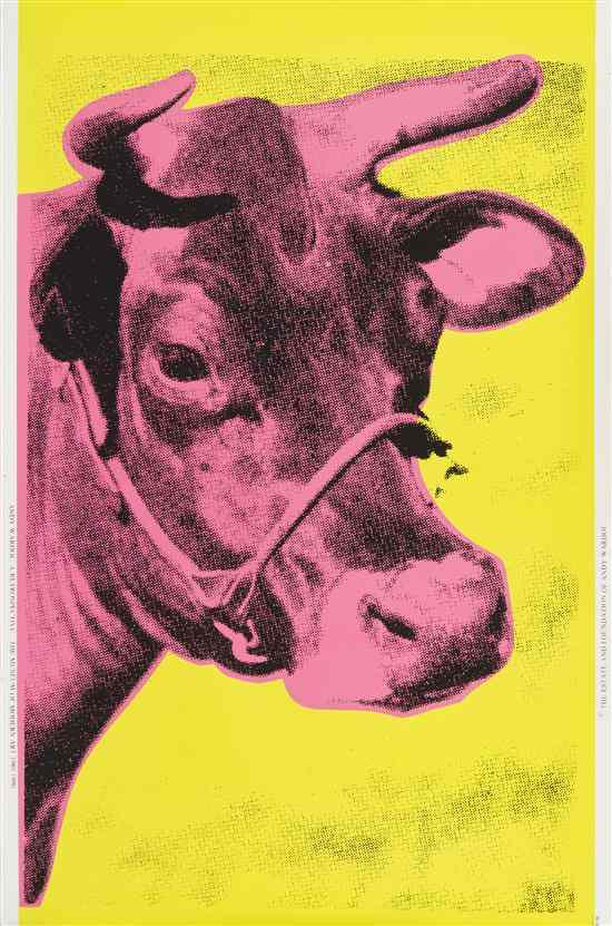 Appraisal: After Andy Warhol American - Cow silkscreen on wallpaper x