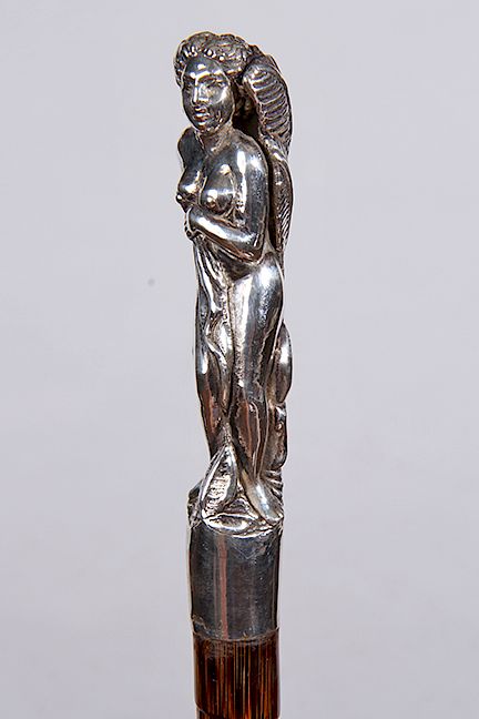 Appraisal: Art Nouveau Nude Cane th Century- A contemporary silver signed