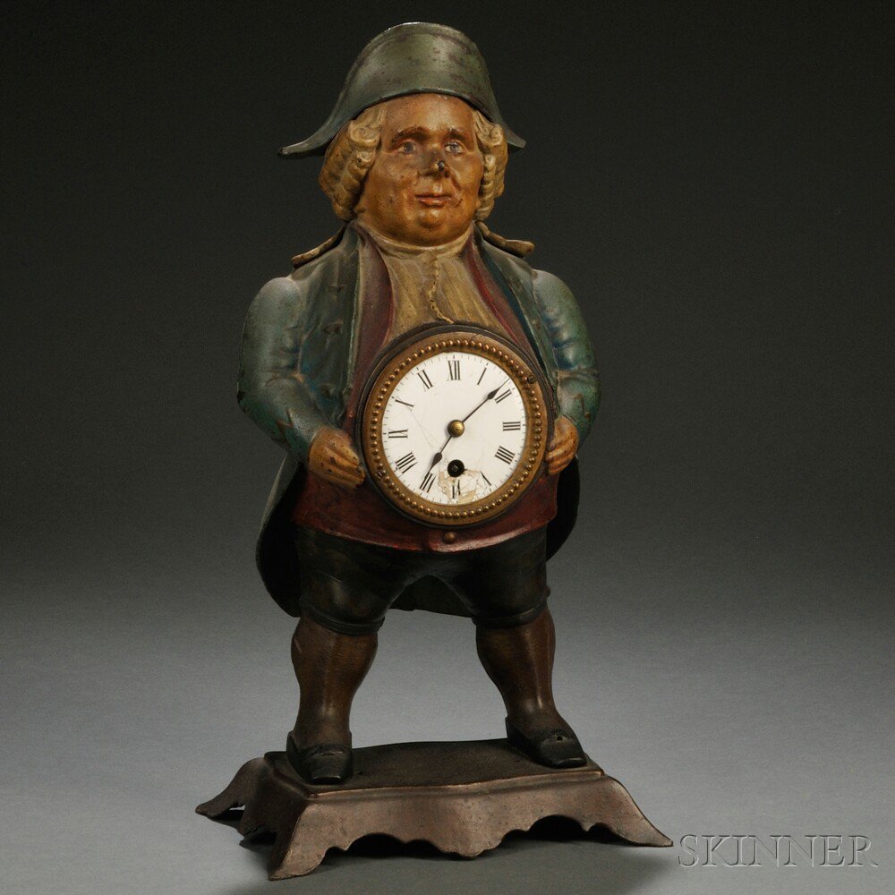 Appraisal: Painted Cast Iron Figural Blinking Eye Novelty Clock Timepiece Bradley