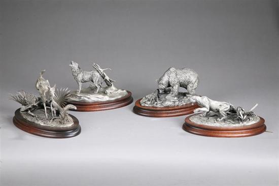 Appraisal: FOUR SCULPTURES Pewter on oval wood bases to commemorate the