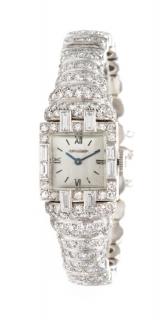 Appraisal: A Platinum White Gold and Diamond Wristwatch Jaeger LeCoultre dwts