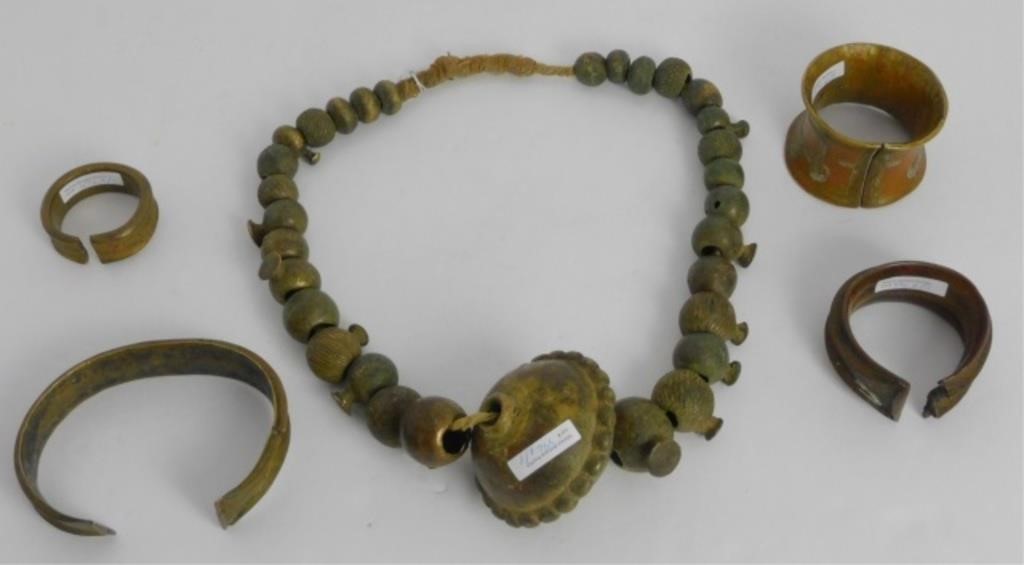 Appraisal: LOT OF EARLY AFRICAN JEWELRY TO INCLUDE NECKtorque Cameroon brass