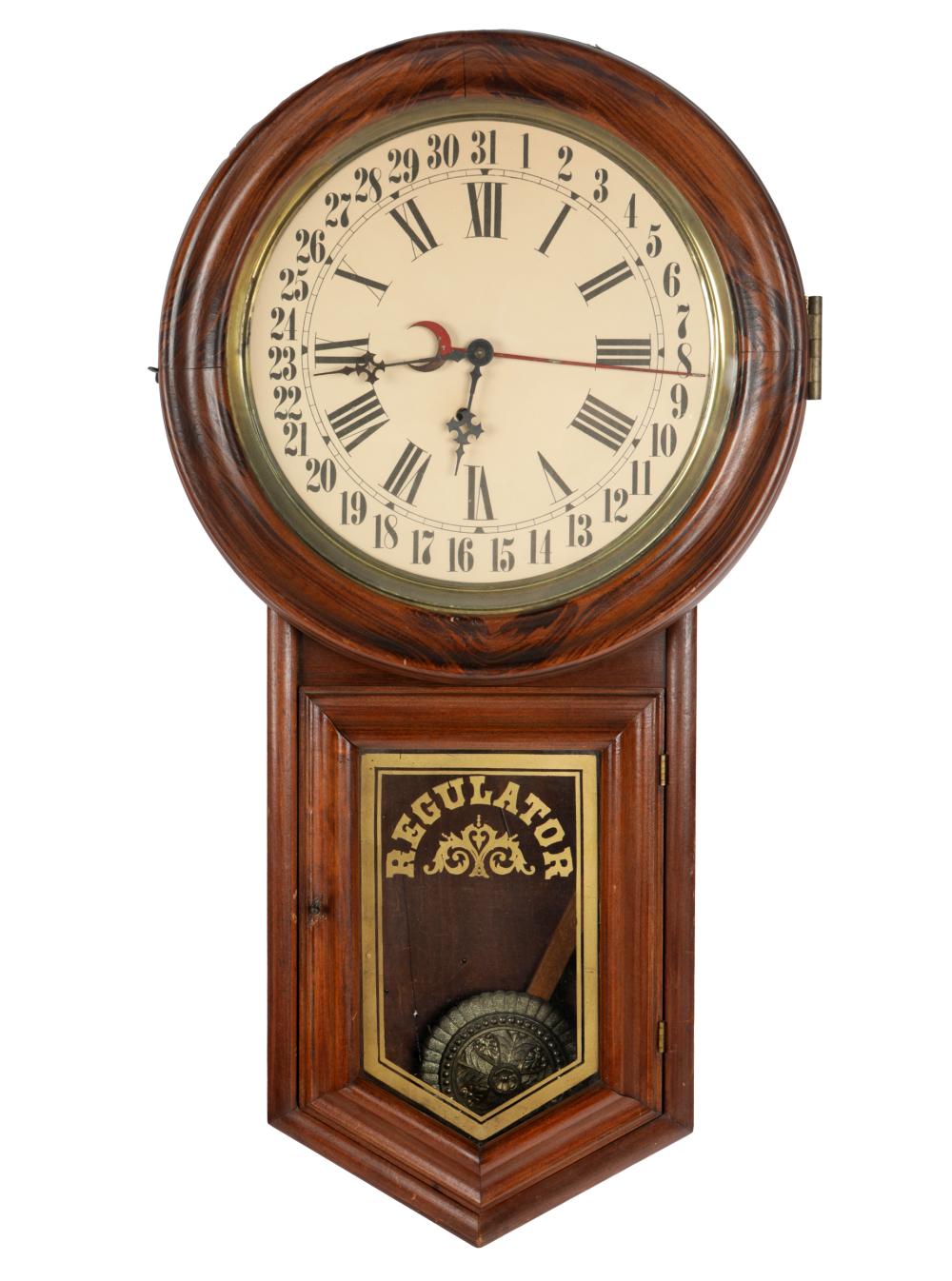 Appraisal: REGULATOR WALL CLOCKwith pendulum x inches Condition