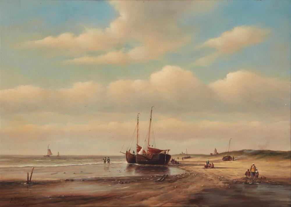 Appraisal: Lodewijk Johannes Kleyn - Dutch Fishing boats on the beach