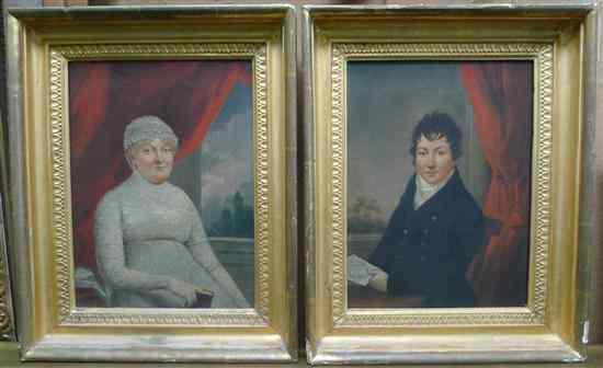 Appraisal: Early th century English School pair oils on canvas Portraits