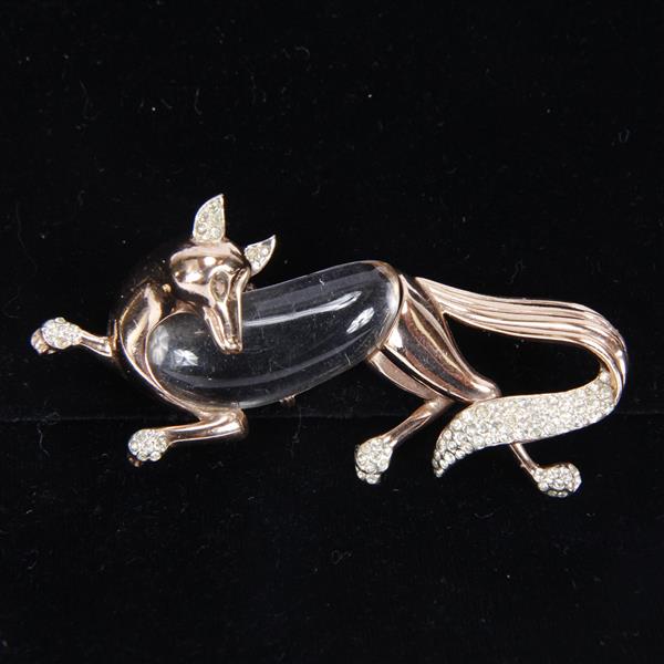 Appraisal: Coro Craft Corocraft sterling vermeil figural fox jelly belly pave