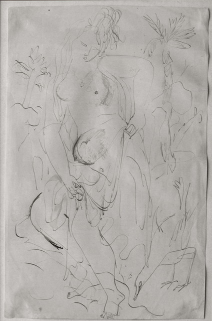 Appraisal: David Jones British - Nude and birdpen on paper x