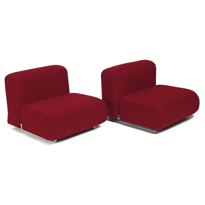 Appraisal: Kazuhide Takahama Suzanne lounge chairs pair by Gavina upholstered slab