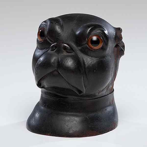 Appraisal: Bull Dog Figural Inkwell Early th century A wood figural